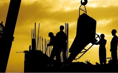 Construction site in silhouette
